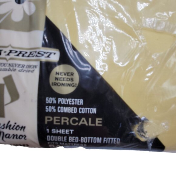 Vtg Penn-Prest Fashion Manor Percale Double Bed Fitted Sheet Butter Yellow - Picture 6 of 14